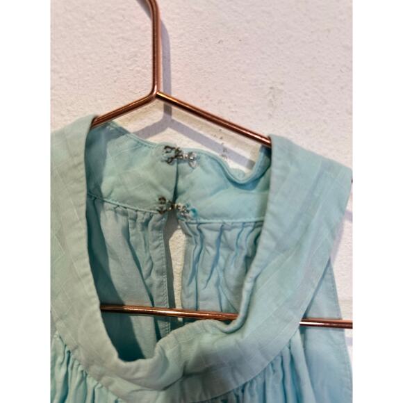 TRINA TURK Sky Blue 100% Cotton Halter Neck Sunglasses Maxi Dress Size XL - Picture 11 of 16